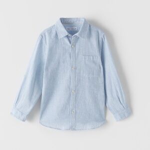 Zara Boys Striped Linen Blend Shirt 11-12 Yrs 7545/690